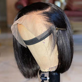 Blunt Cut Graceful Natural Black Straight Bob Lace Frontal Wig